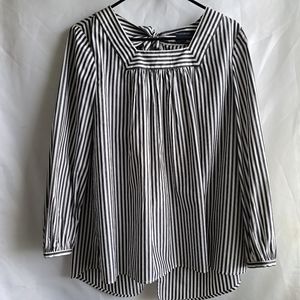 French Connections Women's Black And White Striped Tunic/ blouse Size S